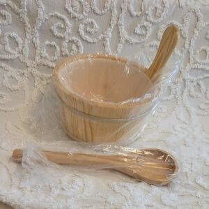 Wooden Sauna Bucket and Ladle Set